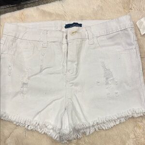 Butter White Jean Shorts with Frayed Hem